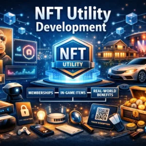 Professional NFT Utility Development course image with blockchain and digital asset visuals