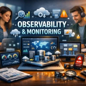 High-quality educational banner for Observability & Monitoring with system performance visuals