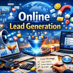 Professional Online Lead Generation course image with marketing and funnel visuals