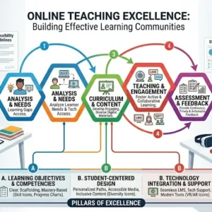 Educational course image for Online Teaching Excellence with digital teaching and e-learning visuals
