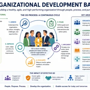 Professional organizational development basics course design with workplace visuals