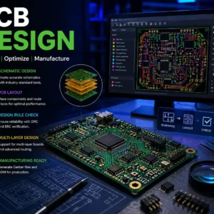 Modern educational banner for PCB Design course with circuit visuals