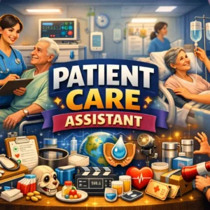 Professional Patient Care Assistant course image with healthcare and patient support visuals