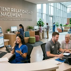 Patient Relationship Management course banner showing healthcare professionals fostering patient trust through communication and care.
