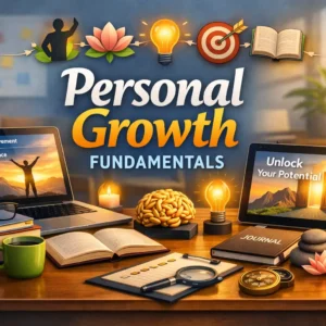 Professional personal growth fundamentals course design with motivational visuals