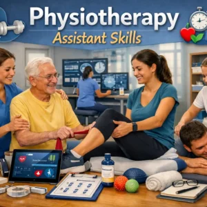 Physiotherapy Assistant Skills course showing assistants helping patients with exercises