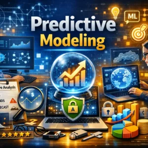 Professional Predictive Modeling course image with data analytics and forecasting visuals