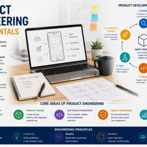 Professional course image for Product Engineering Fundamentals with design and engineering visuals