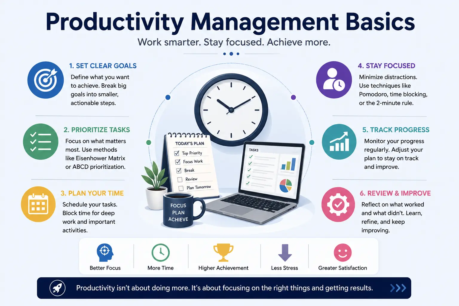 Professional course image for Productivity Management Basics with workplace efficiency visuals