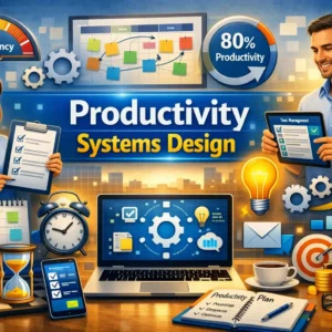 Professional productivity systems design course with modern workplace visuals