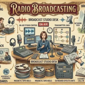 Professional Radio Broadcasting course image with microphone and studio visuals