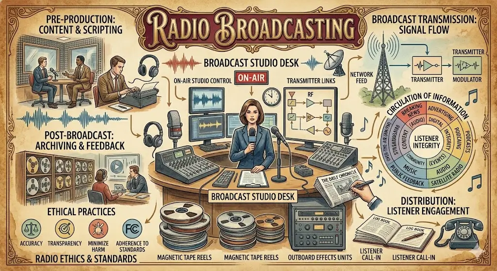 Professional Radio Broadcasting course image with microphone and studio visuals
