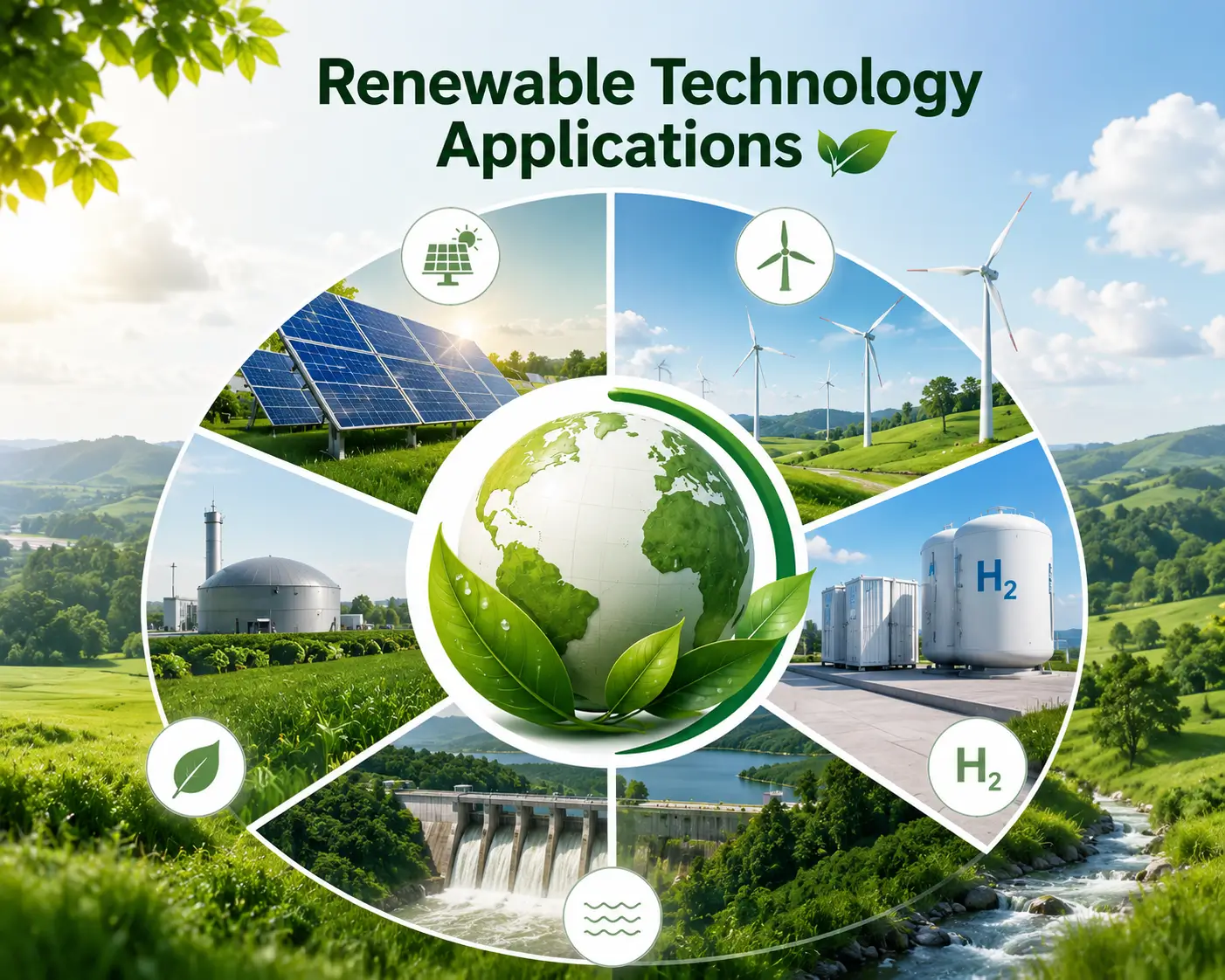 High-quality course image for Renewable Technology Applications with clean energy visuals