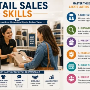 Professional Retail Sales Skills course image with customer and sales visuals