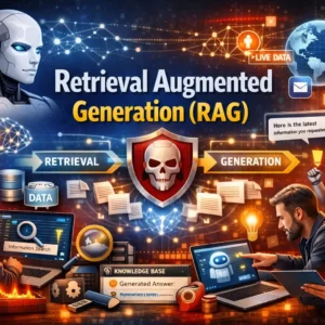 Professional Retrieval Augmented Generation (RAG) course image with AI and data retrieval visuals