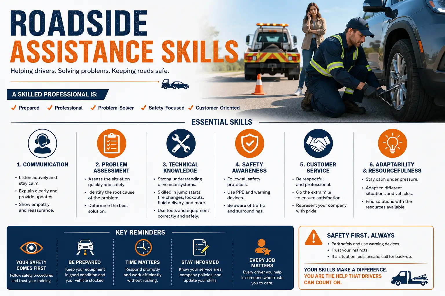 Professional Roadside Assistance Skills course image with emergency and vehicle support visuals