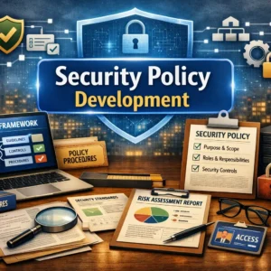 Professional Security Policy Development course image with compliance and framework visuals