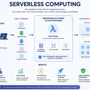 Modern educational banner for Serverless Computing course with cloud visuals