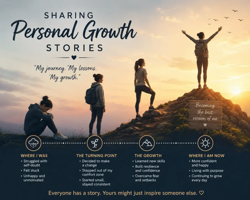Conclusion Sharing personal growth stories is more than self‑expression—it’s a way to inspire, connect, and empower. Whether through blogs, social media, or community platforms, your journey can light the path for someone else.