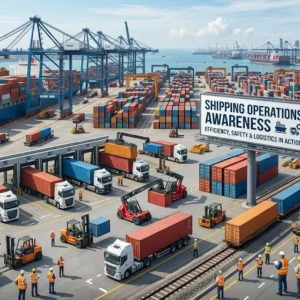 Professional shipping operations awareness course design with cargo and logistics visuals