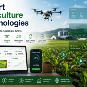 Professional Smart Agriculture Technologies course image with drones and IoT farming visuals