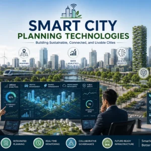 Professional Smart City Planning Technologies course image with futuristic urban and IoT visuals