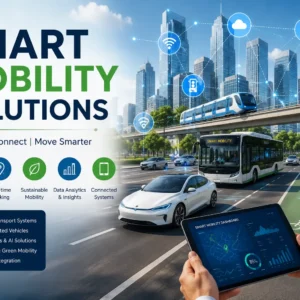 Professional Smart Mobility Solutions course image with electric vehicles and smart city visuals