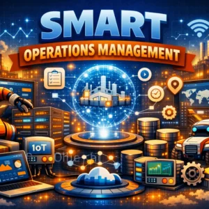 Professional course image for Smart Operations Management with smart factory and automation visuals