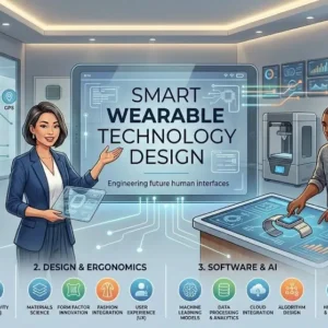 Professional Smart Wearable Technology Design course image with wearable devices and innovation visuals