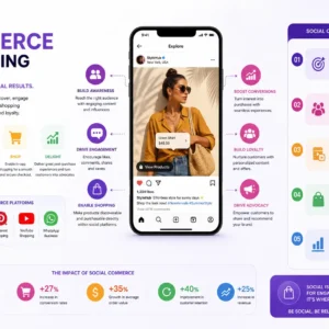 Professional course image for Social Commerce Marketing with e-commerce and social media visuals