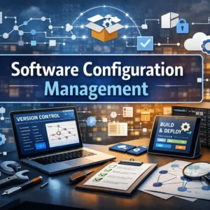 Professional Software Configuration Management course image with version control and deployment visuals