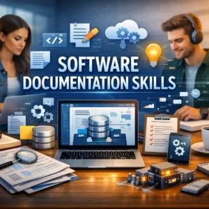 High-quality educational banner for Software Documentation Skills with modern documentation visuals