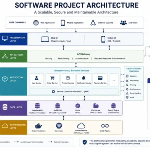 Modern educational banner for Software Project Architecture course with design visuals