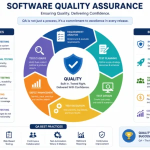 Professional banner for Software Quality Assurance course with testing and quality visuals