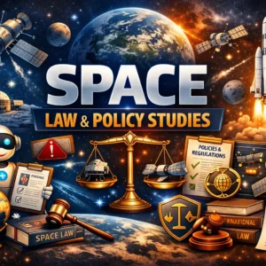 Professional Space Law & Policy Studies course image with space exploration and legal governance visuals