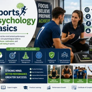 Educational course image for Sports Psychology Basics with sports and psychology visuals