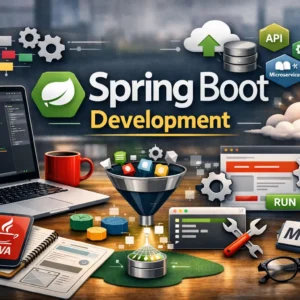 Professional course image for Spring Boot Development with Java and microservices visuals