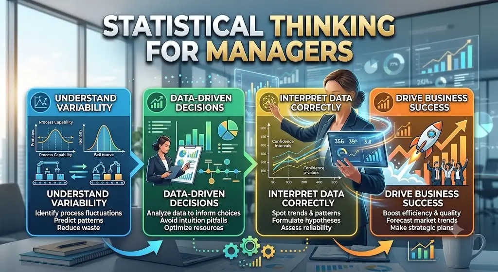 Professional course image for Statistical Thinking for Managers with data visuals