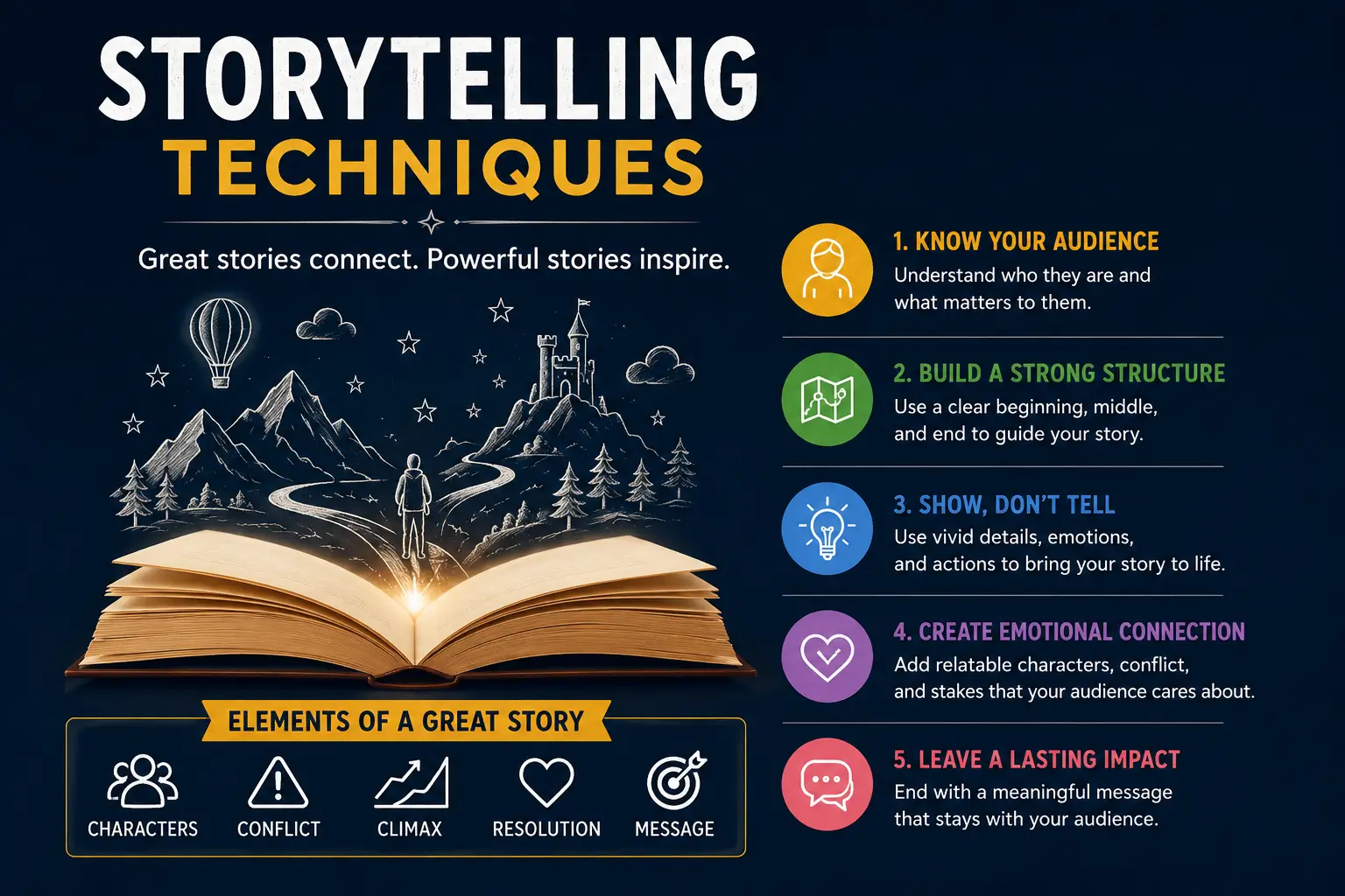 Professional Storytelling Techniques course image with narrative and creative visuals