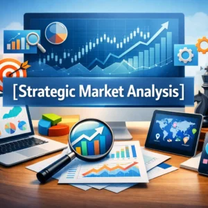 Professional Strategic Market Analysis course image with charts and tools