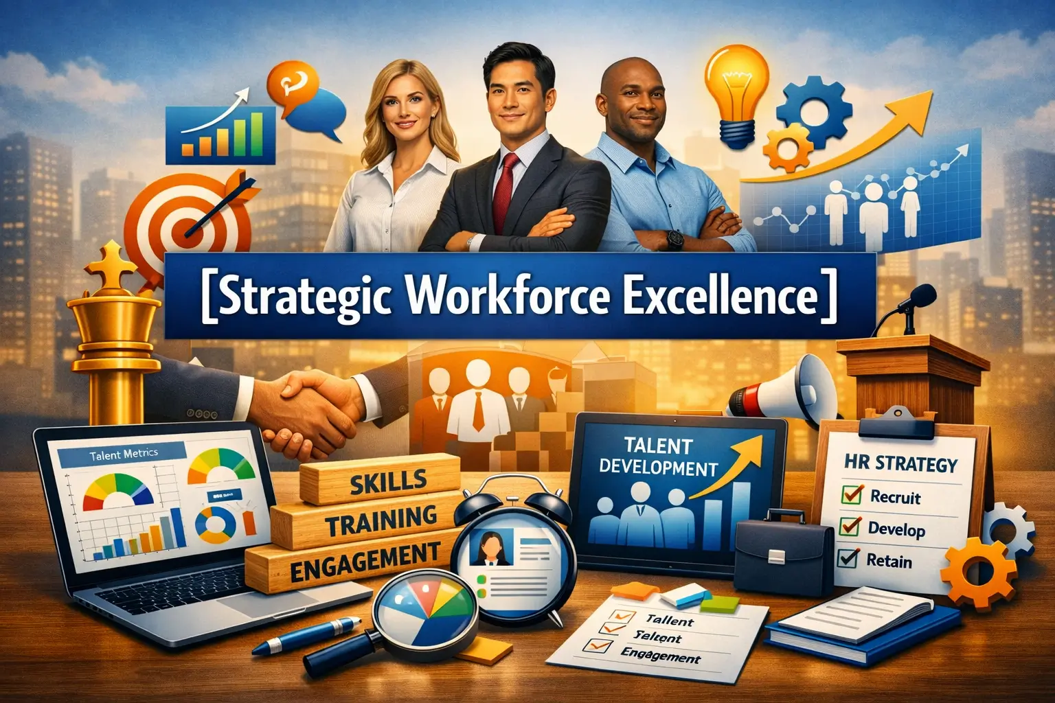 Professional Strategic Workforce Excellence course image with HR tools and talent visuals