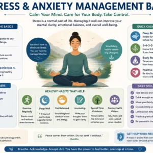Modern educational banner for Stress & Anxiety Management Basics course
