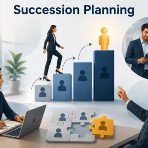Succession Planning course banner showing leaders collaborating and mentoring across generations.