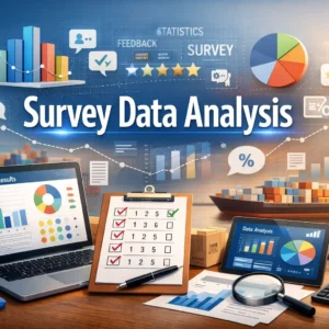 Professional Survey Data Analysis course image with charts and survey visuals