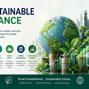 Professional Sustainable Finance course image with eco‑friendly and financial growth visuals