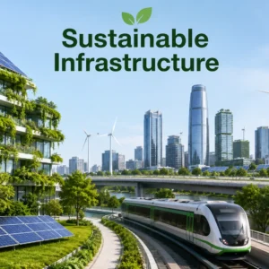 High-quality course image for Sustainable Infrastructure with eco-friendly construction visuals