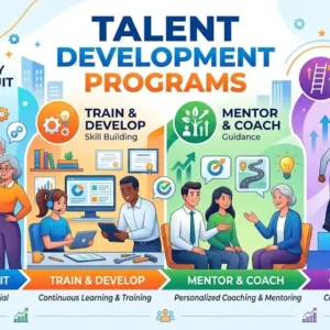 Talent Development Programs course banner showing professionals collaborating on skill-building and career advancement.