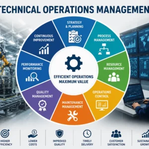 High-quality course image for Technical Operations Management with modern workplace visuals