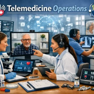 Telemedicine Operations course showing doctors conducting virtual consultations