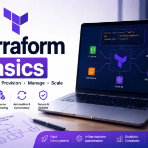 Professional Terraform Basics course image with cloud infrastructure and code visuals